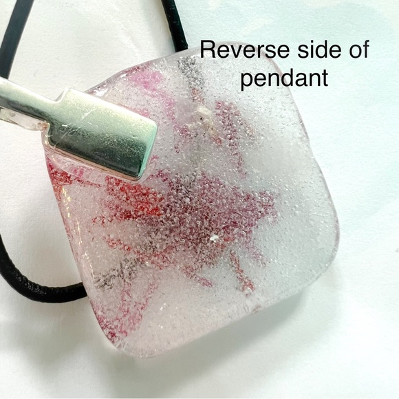 Pendant Berry Red And Pink Necklace  Art Glass - Picture 4 of 4